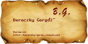 Bereczky Gergő névjegykártya